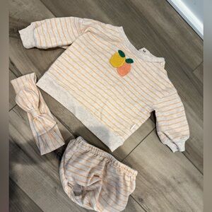 Tahari Baby 3-6 months Striped Orange and Cream Kids Outfit Set